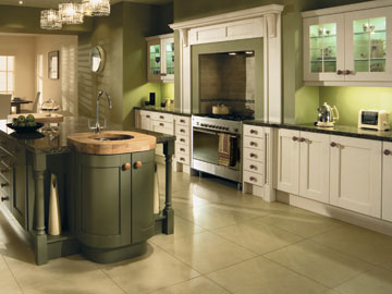 Fitted kitchen shown in Madison Ivory and Olive